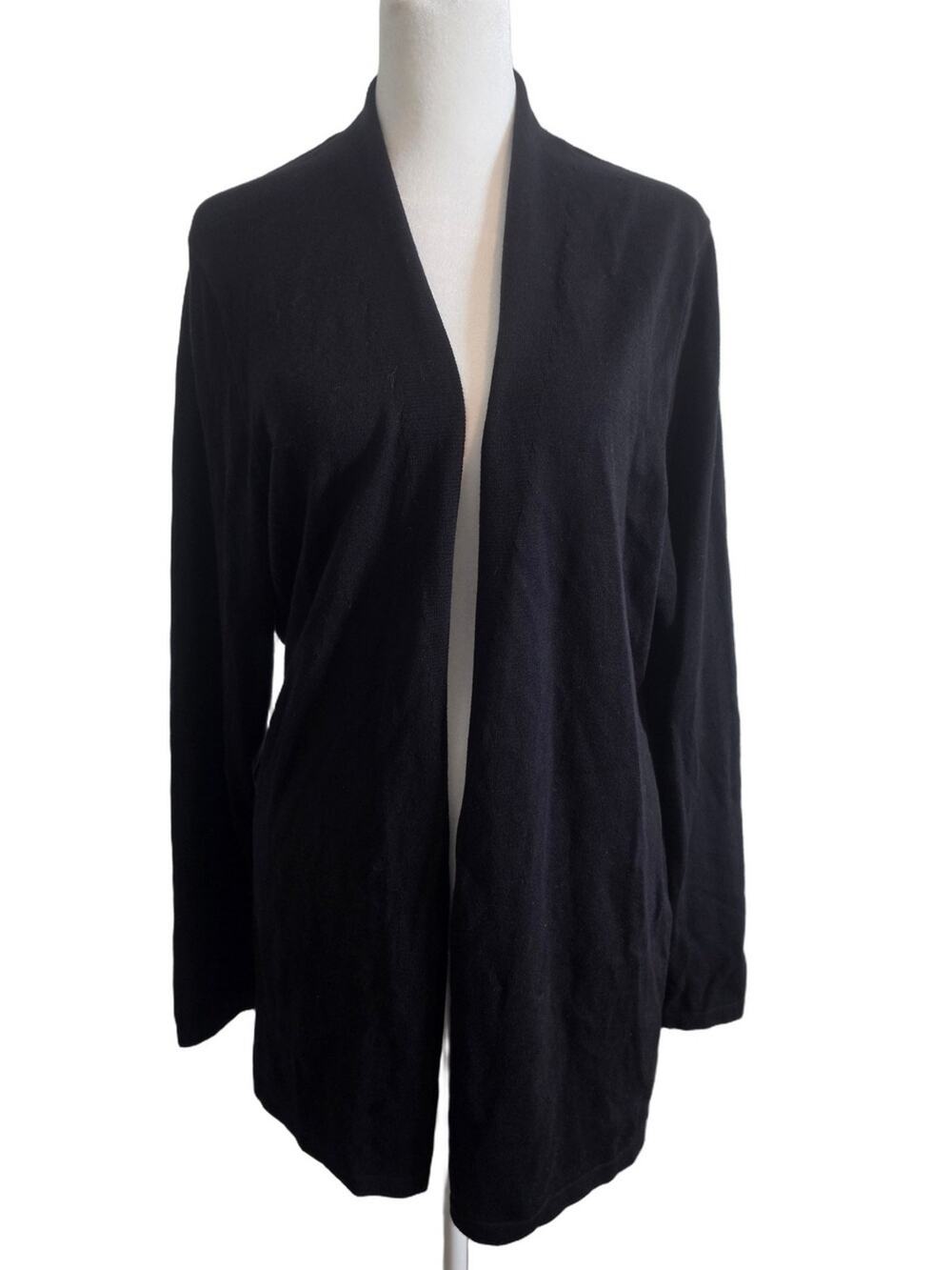 Foxcroft Black Open-Front Women's Cardigan Size L